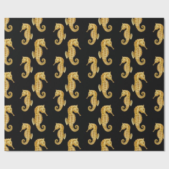 Papel De Presente Cavalo de Mar Negro (Aberto)