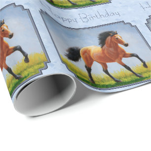 Papel De Presente Cavalo De Pele De Fio Azul Claro