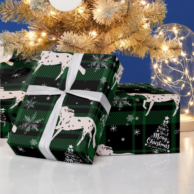 Papel De Presente Cavalo Equestre de Natal verde Personalizado (Feriados)