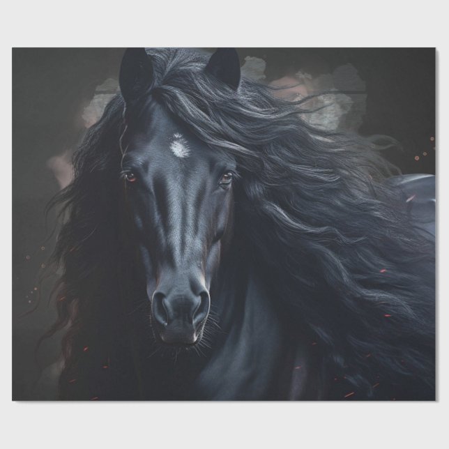 Papel De Presente Cavalo Frísio Preto (Aberto)