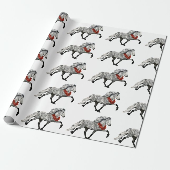 Papel De Presente Cavalo Islandês Natal (Desenrolado)