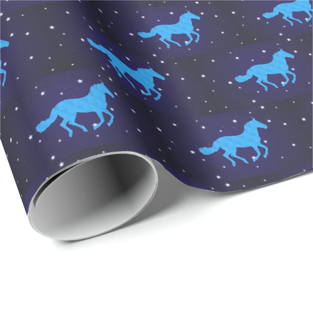 Papel De Presente Cavalo Noite Estrelada   (Ponta do rolo)