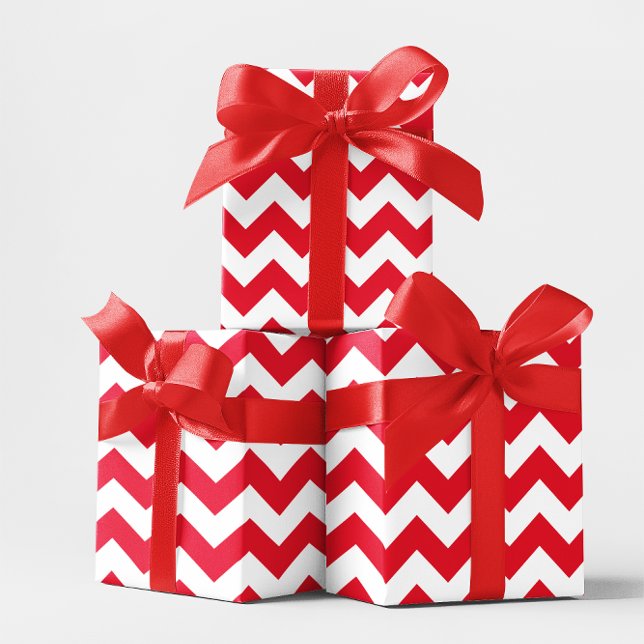 Papel De Presente Cavalo Vermelho e Branco de Natal (Christmas Red and White Chevron Wrapping Paper)