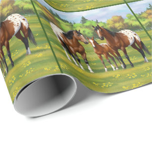 Papel De Presente Cavalos Appaloosa De Baía Castanha Em Pastas De Ve