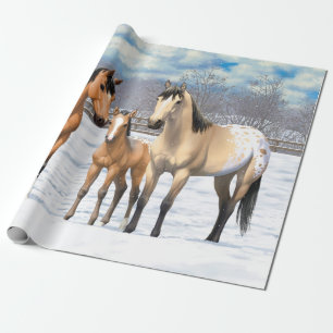 Papel De Presente Cavalos Appaloosa De Casca Neve