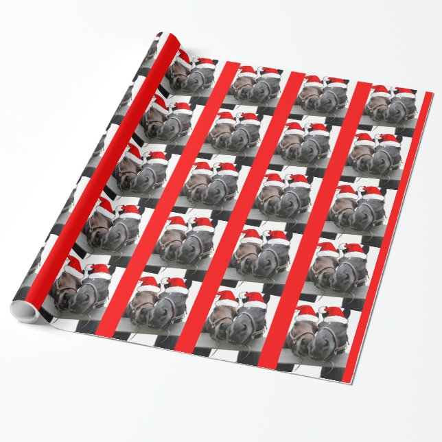 Papel De Presente Cavalos de Natal (Desenrolado)