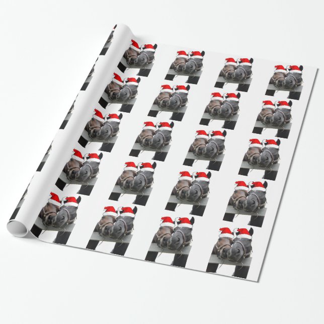Papel De Presente Cavalos de Natal (Desenrolado)
