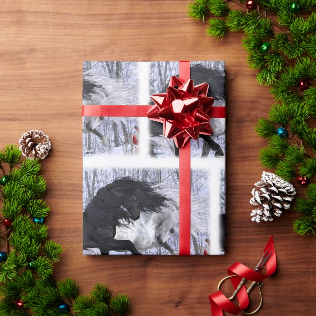Papel De Presente Cavalos de Natal de 2022 (Presente de Natal)