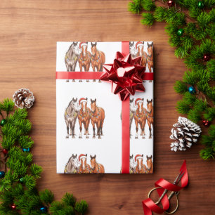 Papel De Presente Cavalos de Natal Fazendas de Chapéu de Cowboy West