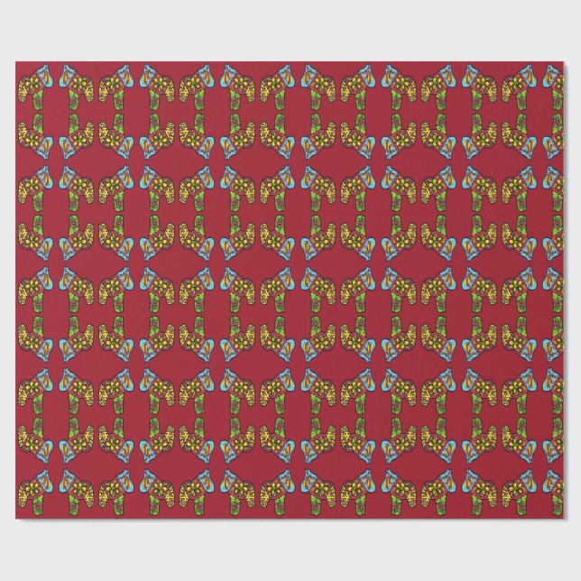 Papel De Presente Cavalos de várias cores (Aberto)
