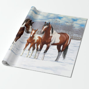 Papel De Presente Cavalos Do Quarto De Pintura Da Baía De Brown Em N