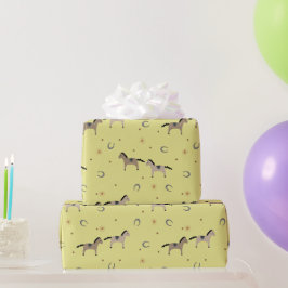 Papel De Presente Cavalos Fofos & Ferraduras Aniversários de Criança