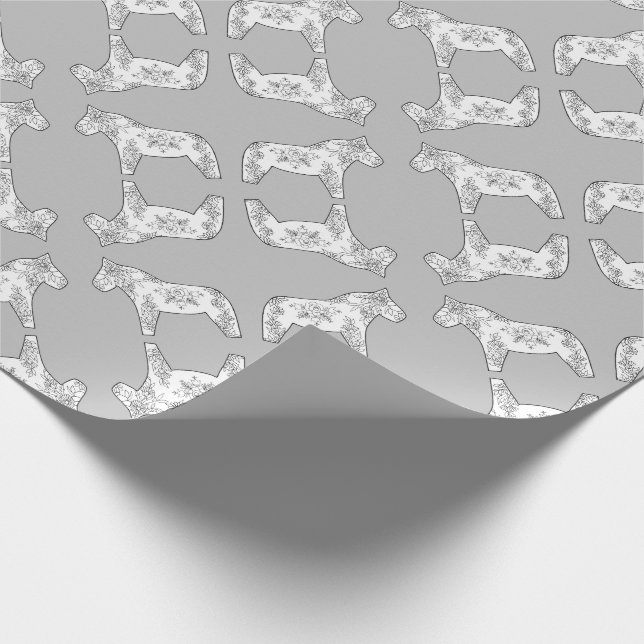 Papel De Presente Cavalos Pretos e Brancos (Ponta)