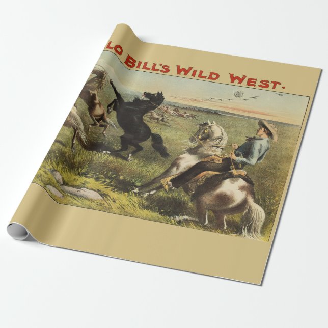 Papel De Presente Cavalos Selvagens Oeste de Buffalo Bill (Desenrolado)