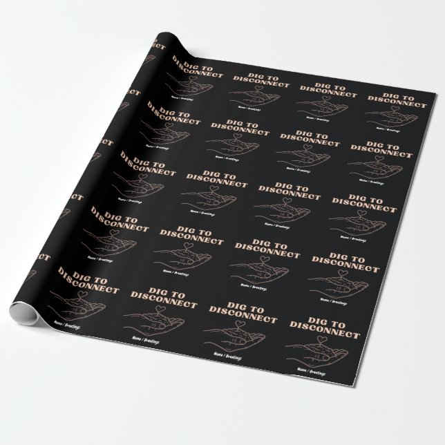 Papel De Presente Cavar para Desconectar Jardim de Atenção Plena e E (Desenrolado)