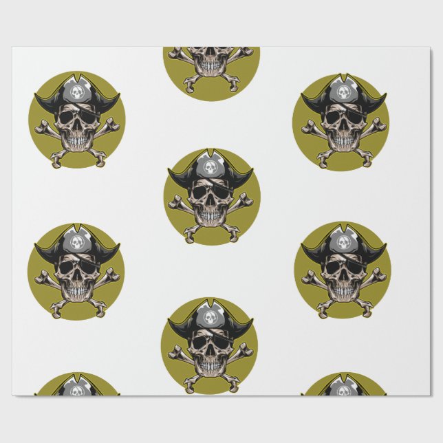 Papel De Presente Caveira do Partido Pirata Dourada (Aberto)