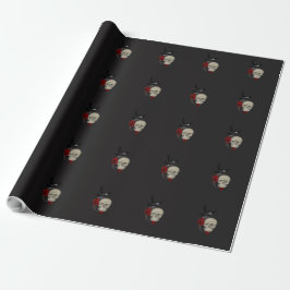 Papel De Presente Caveira Gótica com Rosa e Raven