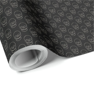 Papel De Presente Caveira - Preto-Bato e Branco-Osso