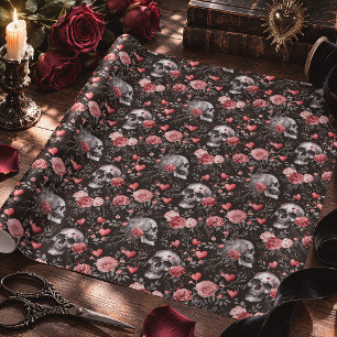 Papel De Presente Caveiras Góticas & Rosas Bruxaria