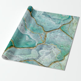 Papel De Presente Celadon Green, Jade, Mint Kintsugi Geode