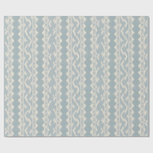 Papel De Presente Celadon Ikat, Listra Tecida em Creme