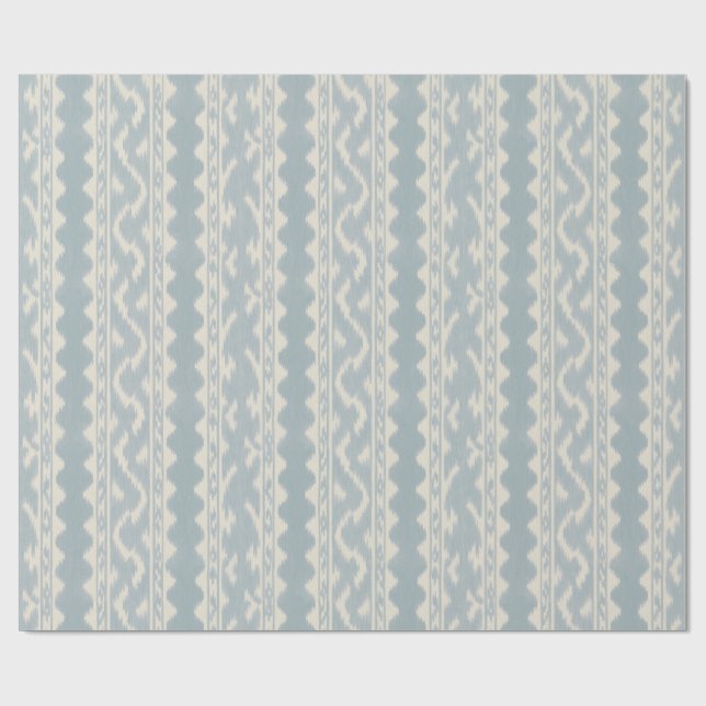 Papel De Presente Celadon Ikat, Listra Tecida em Creme (Aberto)