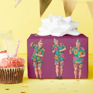 Papel De Presente Celebração de Aniversário do Trump Dançando MAGA