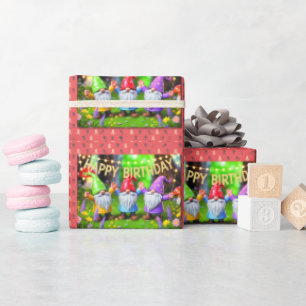 Papel De Presente Celebração de Aniversário no Jardim Festivo dos Gn