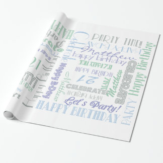 Papel De Presente Celebração de Aniversário! NOME E IDADE DO Cliente