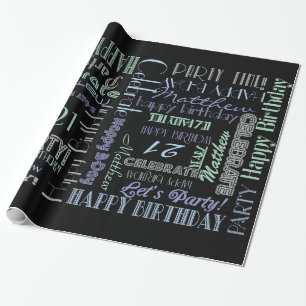 Papel De Presente Celebração de Aniversário! NOME Personalizado lega