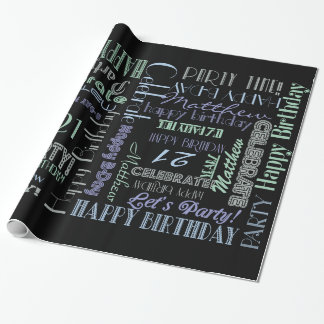 Papel De Presente Celebração de Aniversário! NOME Personalizado lega