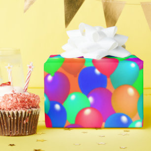 Papel De Presente Celebração de Balões Coloridos Feliz Feliz Alegria