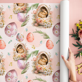 Papel De Presente Celebração De Coelhinho De Páscoa Floral primavera