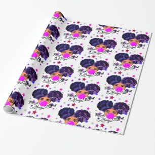 Papel De Presente Celebração de Feriado Afro Puffs