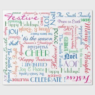 Papel De Presente Celebração de Férias! NOME DO Cliente legal