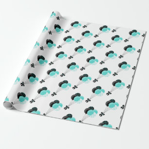 Papel De Presente Celebração do Balão Negro e Teal