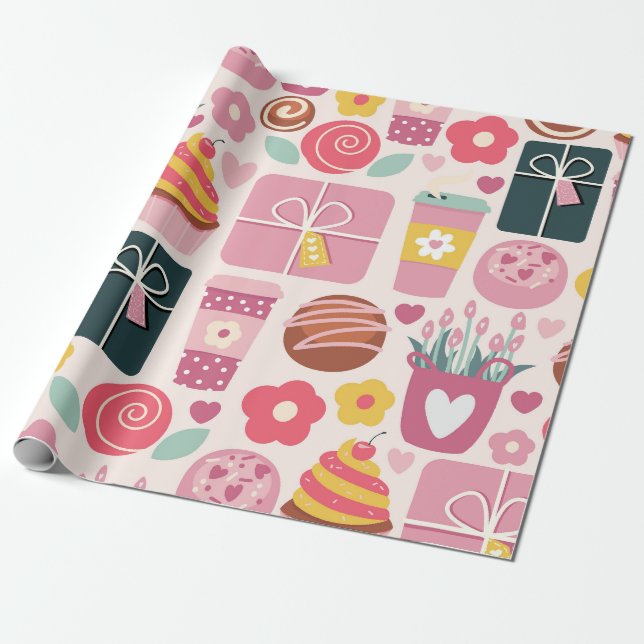 Papel De Presente Celebração do Dia de as mães doce (Desenrolado)