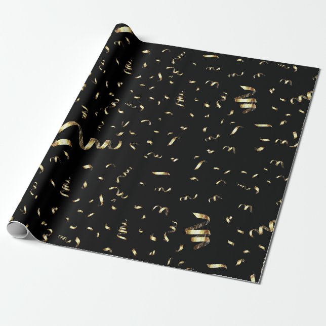 Papel De Presente Celebração em Ouro  (Desenrolado)