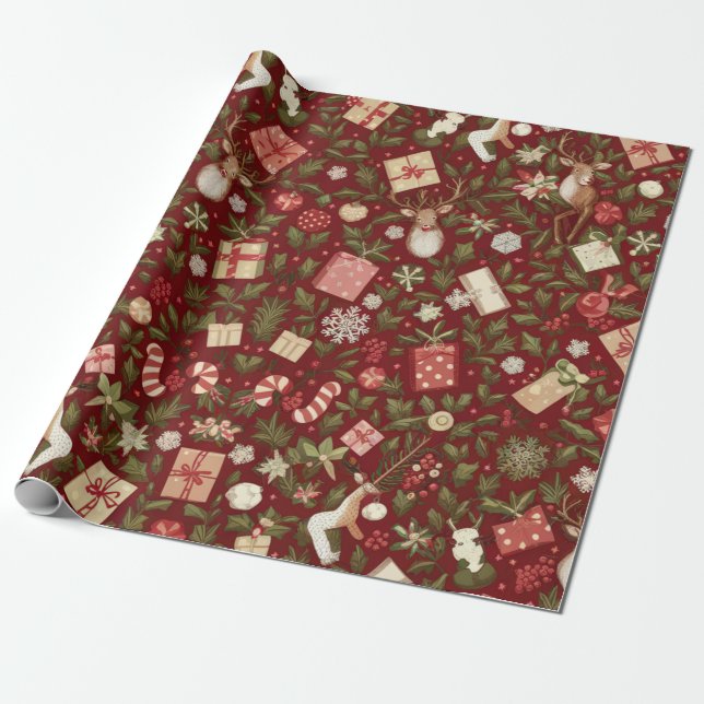 Papel De Presente Celebração Feliz de Natal (Desenrolado)