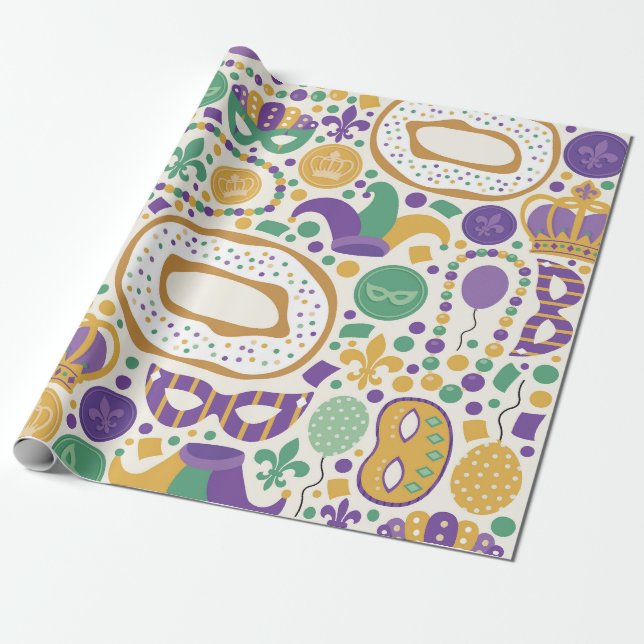 Papel De Presente Celebração Festiva de Mardi Gras (Desenrolado)