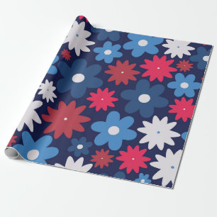 Papel De Presente Celebração Floral Patriótica