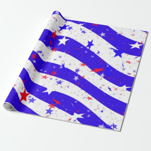 Papel De Presente Celebrar o branco vermelho e o azul