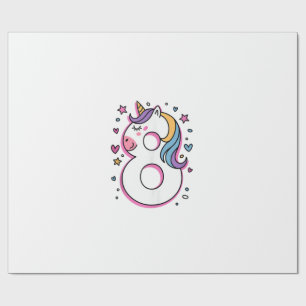 Papel De Presente Celebre Feliz Aniversário de 8 Anos Para Menina