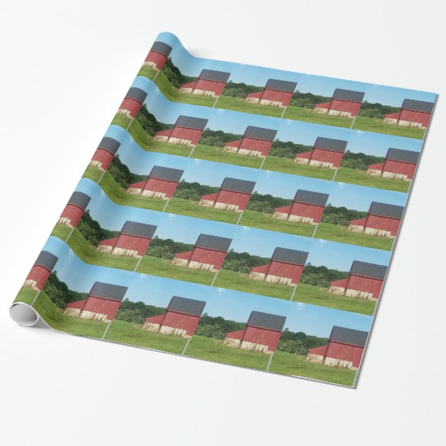 Papel De Presente Celeiro Rural (Desenrolado)