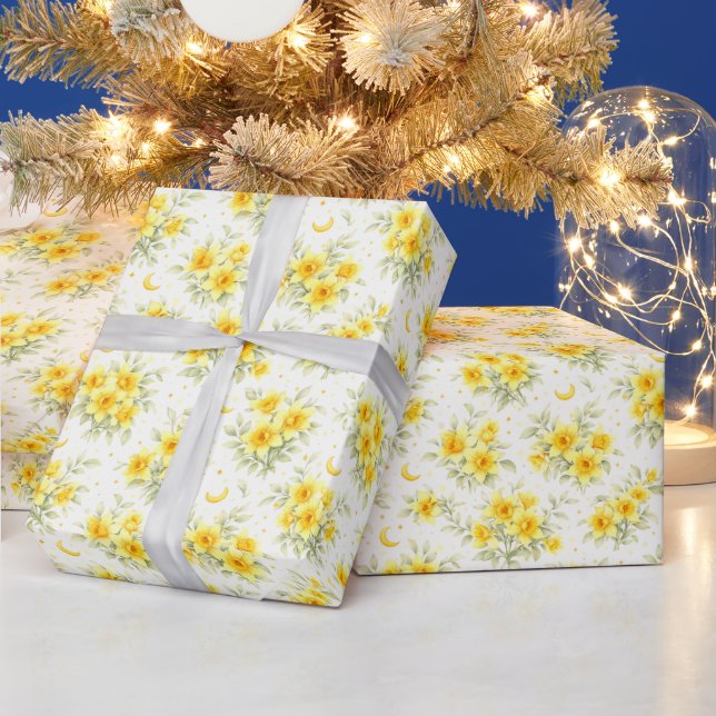Papel De Presente Celestial Daffodil Floral Wrapping Paper (Feriados)