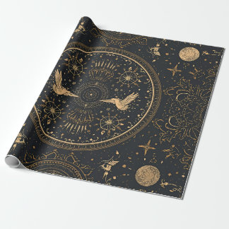 Papel De Presente Celestial Gold Baroque Wrapping Paper