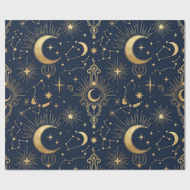 Papel De Presente Celestial Gold Wrapping Paper (Aberto)