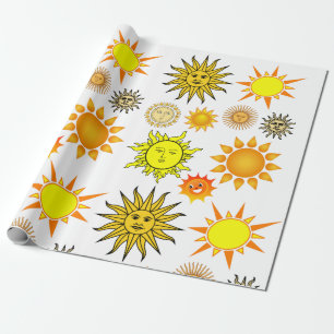 Papel De Presente celestial Happy sun encara clipart de desenho anim