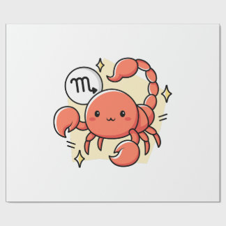 Papel De Presente Celestial Scorpio Zodiac Chibi Line Art Gift