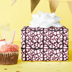 Papel De Presente Células Abstração Preto Branco Quente Rosa